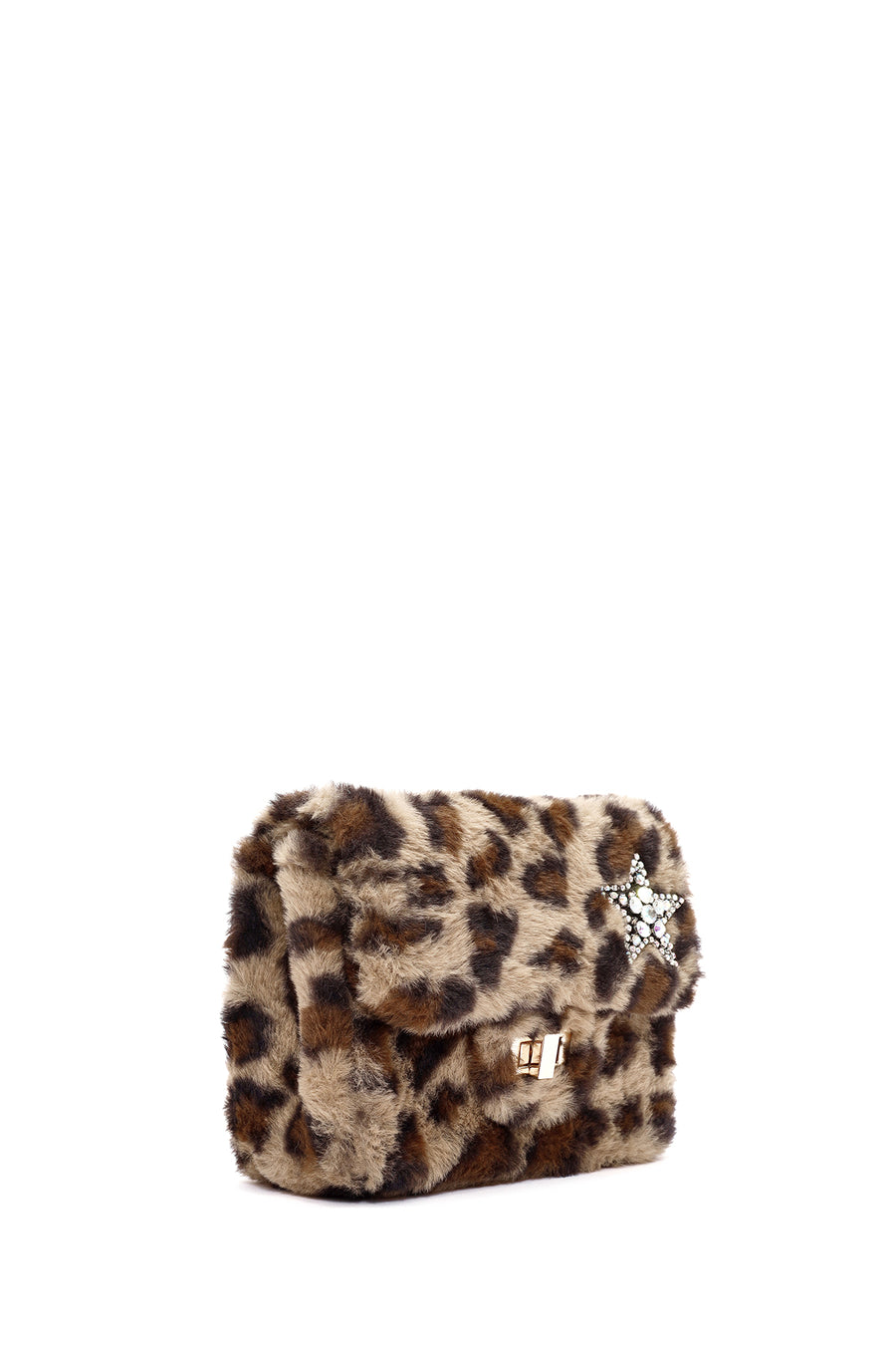 Women's Leopard Long Chain Strap Plush Shoulder Bag