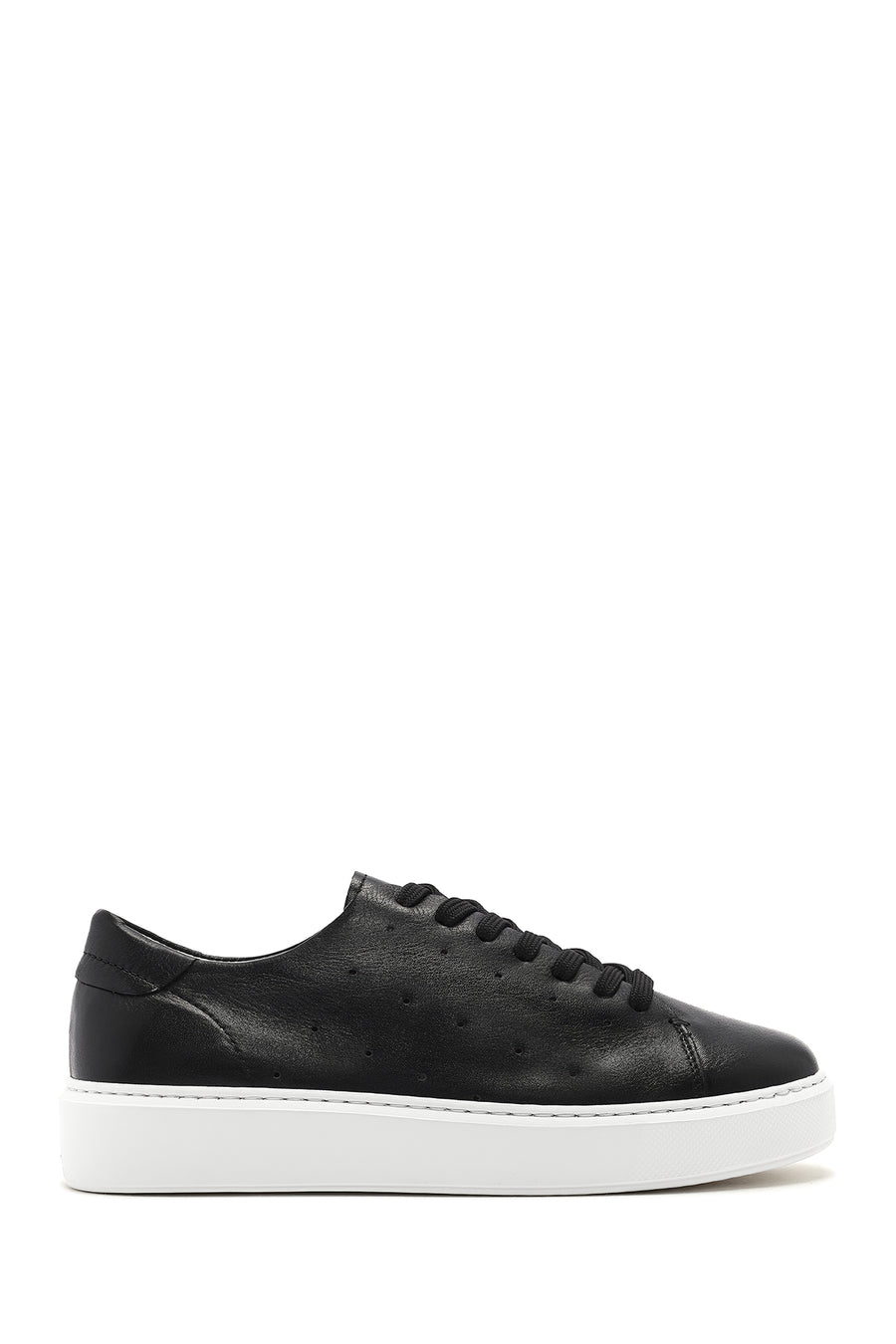 Erkek Siyah Bağcıklı Kalın Tabanlı Deri Sneaker 25SFD750618 | Derimod