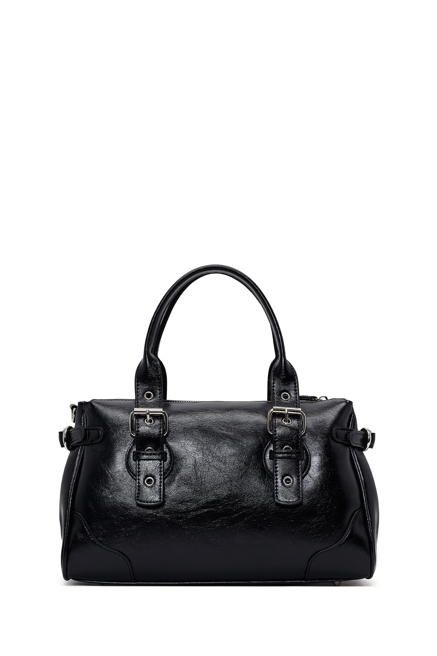 Woman Black Long-Strap Casual Shoulder Bag
