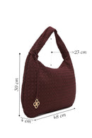 Woman Burgundy Woven Suede Shoulder Bag | Derimod