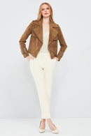 Portofino Woman Camel Suede Leather Jacket | Derimod