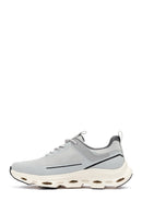 Men's Grey Lace-Up Thick-Sole Fabric Sneakers | Derimod