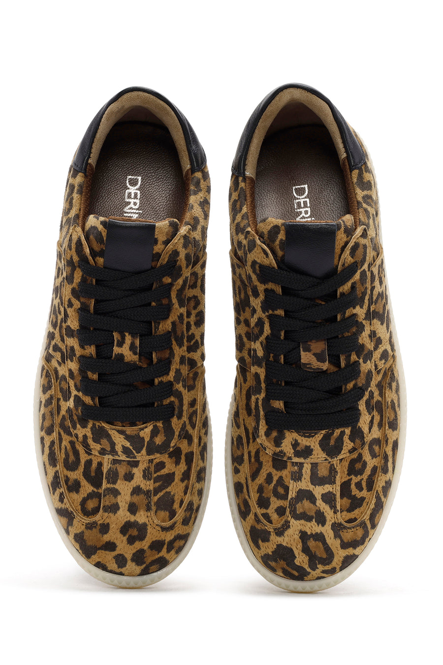 Women's Brown Lace-Up Patterned Suede Leather Sneakers