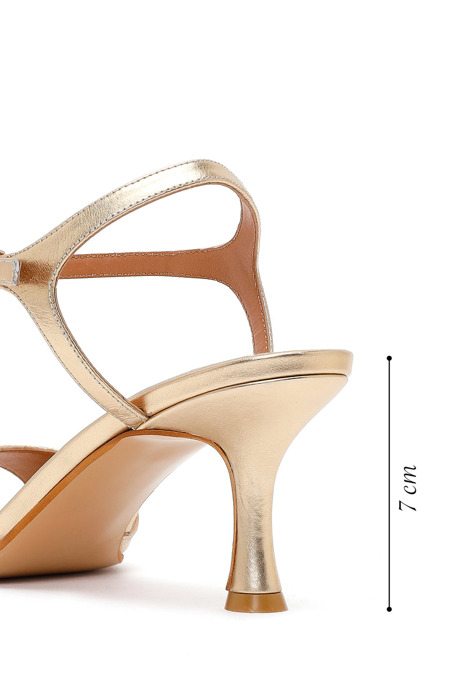 Women's Gold Ankle Buckle Thin Heel Metallic Leather Sandals