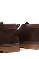 Male Brown Lace-Up Thick-Soled Nubuck Leather Boots | Derimod