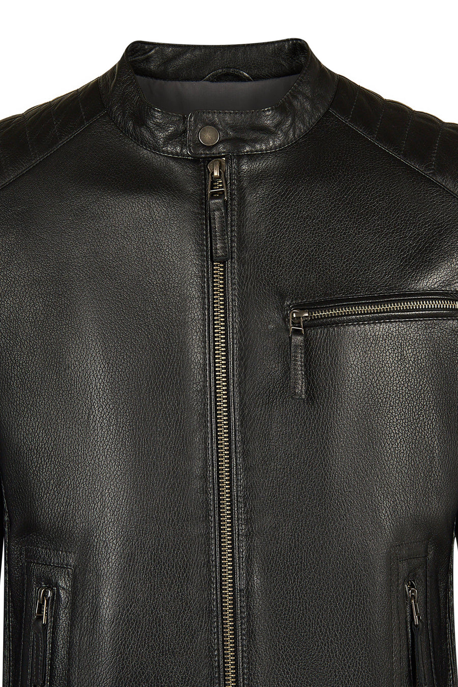 Lavine Erkek Siyah Slim-Fit Deri Ceket