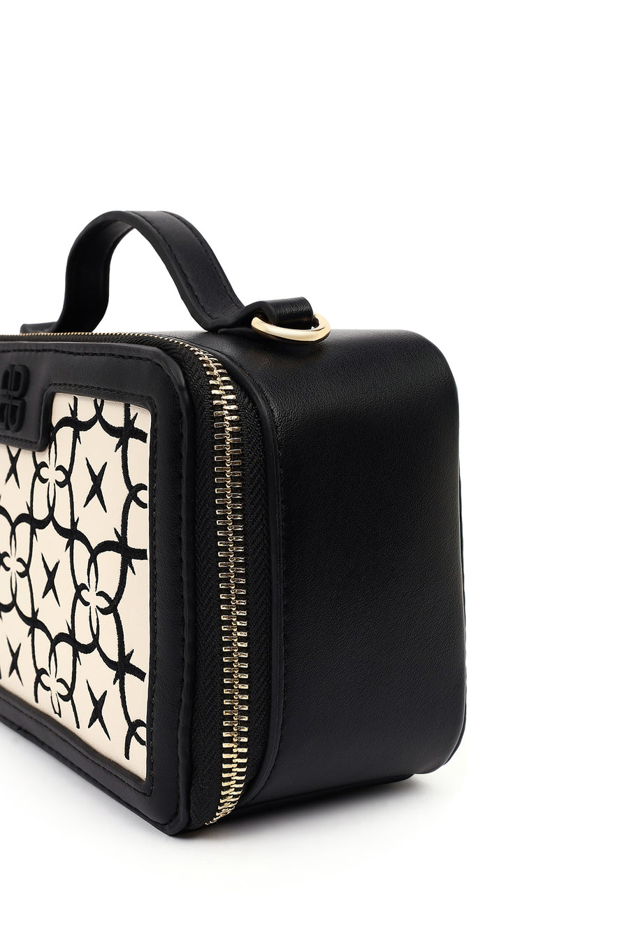 Women's Black Long Strap Printed Shoulder Bag