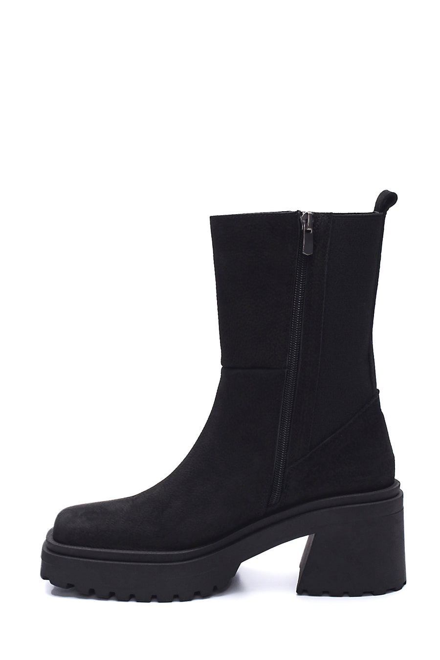 Women's Leather Nubuck Heeled Boots