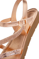 Women's Pink Back Strap Stoned Sandals | Derimod