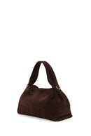 Woman Dark Mink Long Strap Suede Shoulder Bag | Derimod