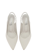 Women's Beige Slingback Thick Low Heel Leather Shoes | Derimod