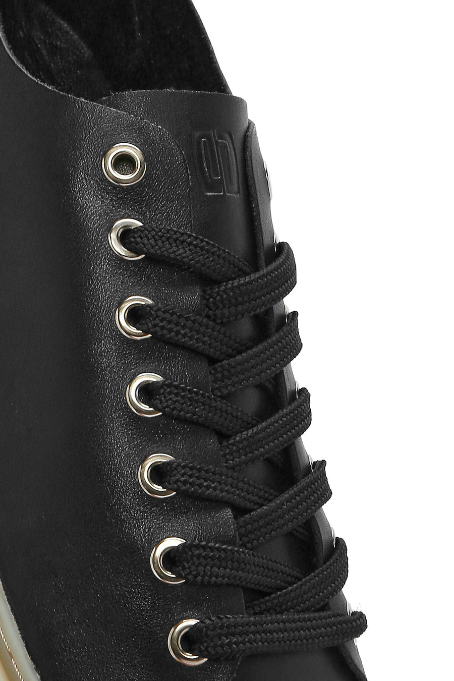 Men's Black Lace-up Leather Sneaker