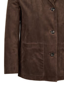 Gloria Woman Brown Oversize Suede Leather Jacket | Derimod