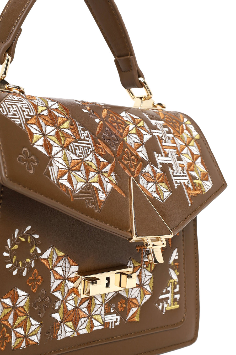 Woman Brown Long Strap Printed Shoulder Bag