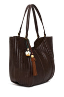 Woman Brown Accessory-Detail Printed Shoulder Bag | Derimod