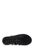 Women's Black Leather Thick Soled Comfort Slippers | Derimod