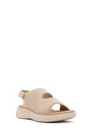 Women's Beige Strapped Thick-Soled Fabric Sandals | Derimod