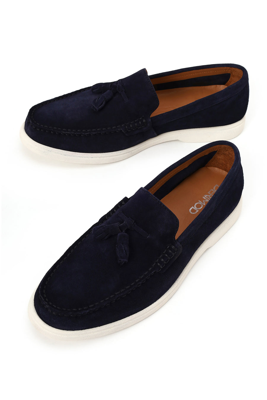 Erkek Lacivert Püsküllü Süet Deri Casual Loafer