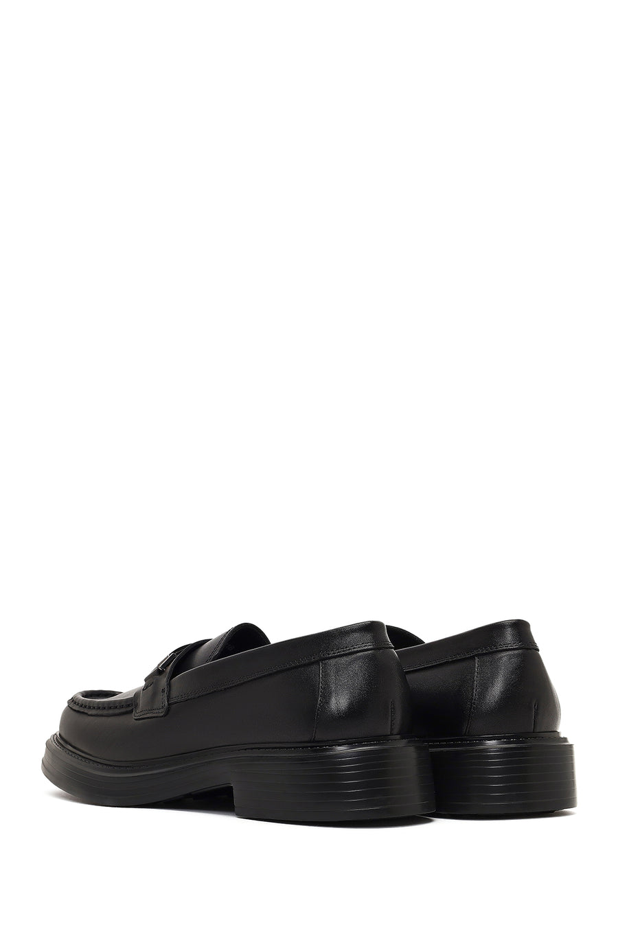 Men's Black Buckled Thick-Soled Leather Loafer