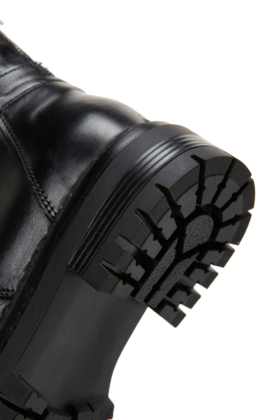 Women's Black Lace-Up Zippered Leather Combat Boots
