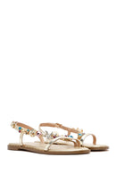 Women's Gold Ankle Buckle Stoned Sandals | Derimod