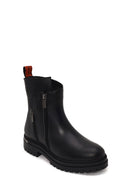 Harley Davidson Woman Black Peking Zip Closure Thick-Soled Leather Boots | Derimod