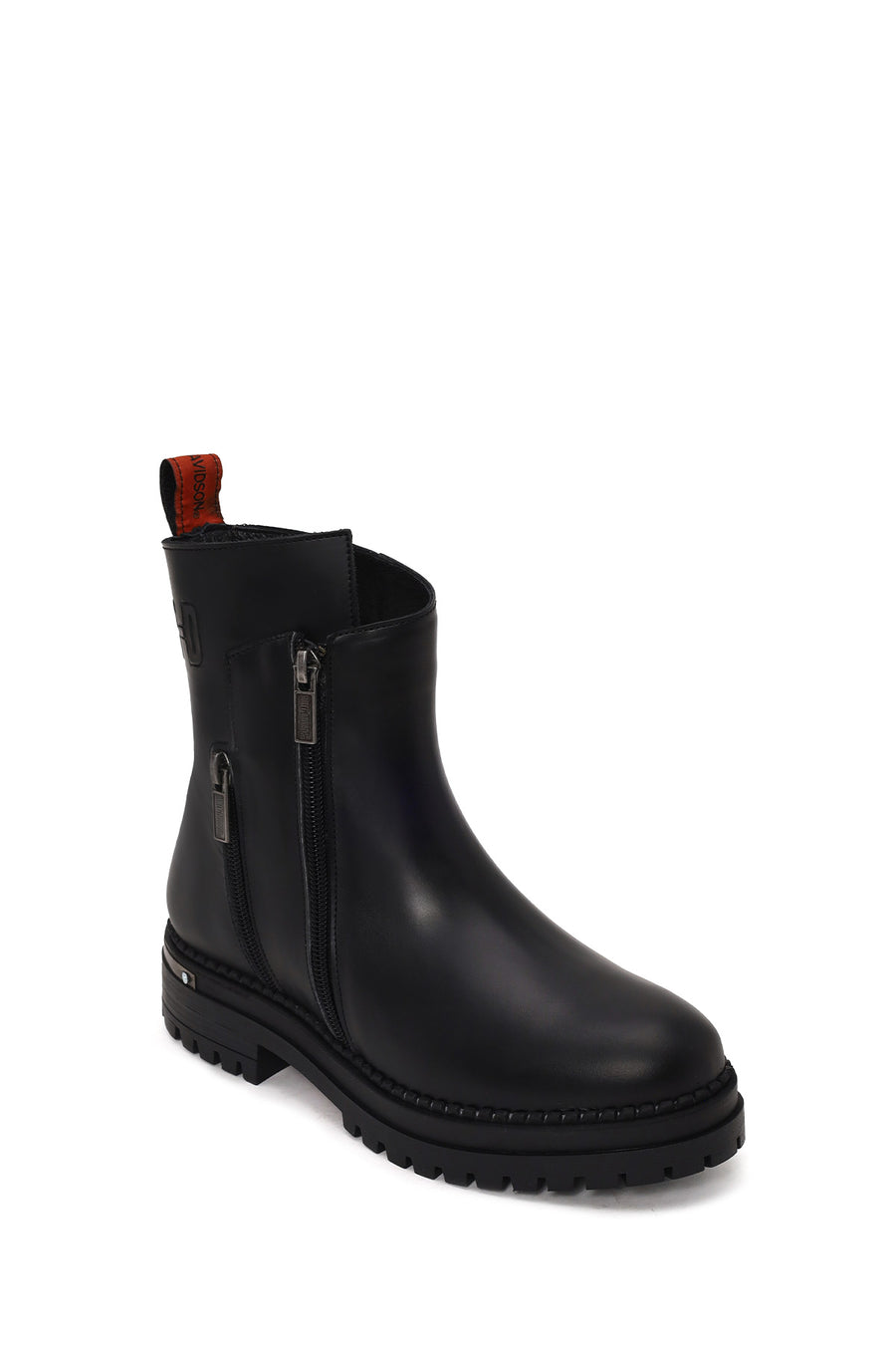 Harley Davidson Woman Black Peking Zip Closure Thick-Soled Leather Boots
