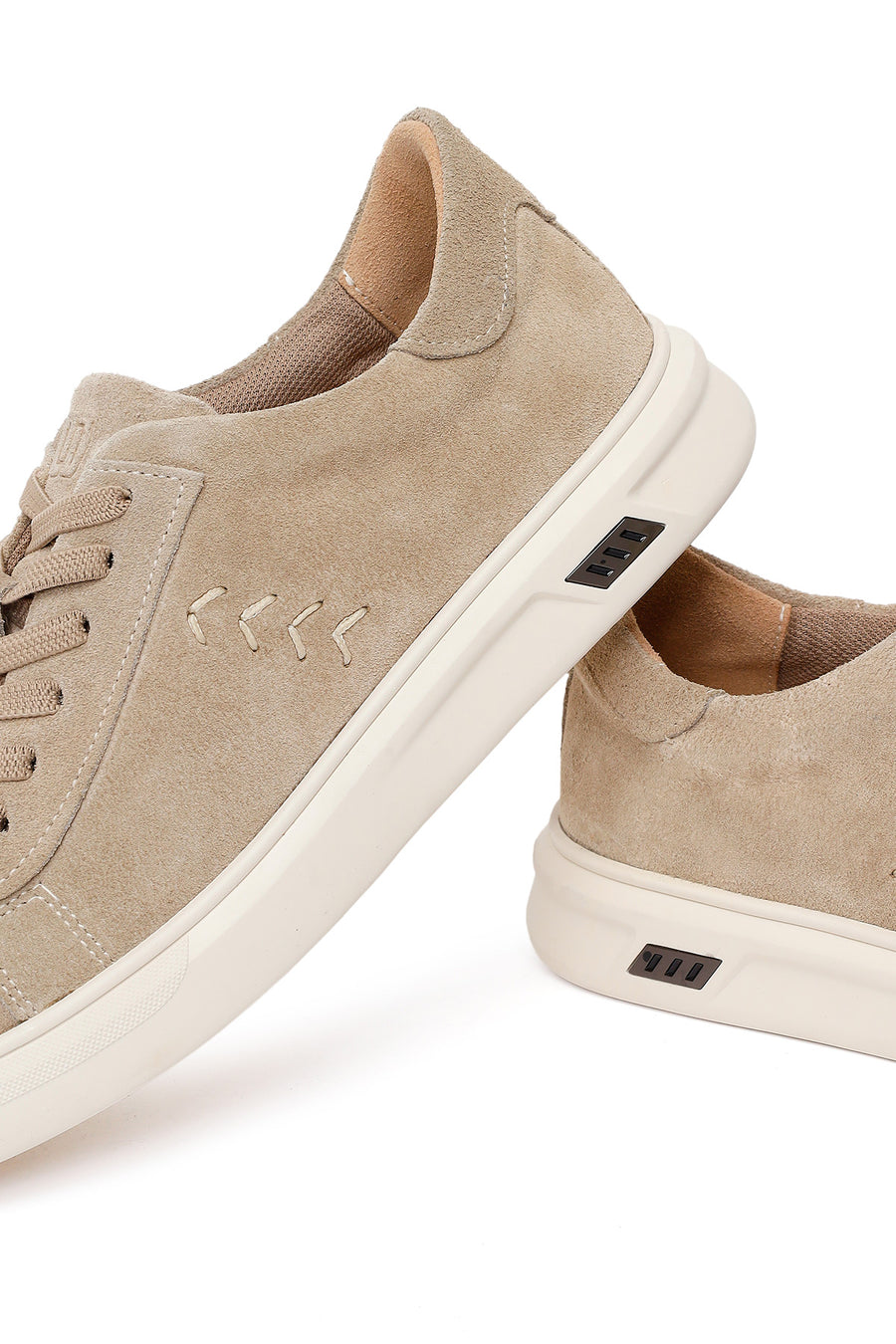 Erkek Bej Bağcıklı Süet Deri Sneaker