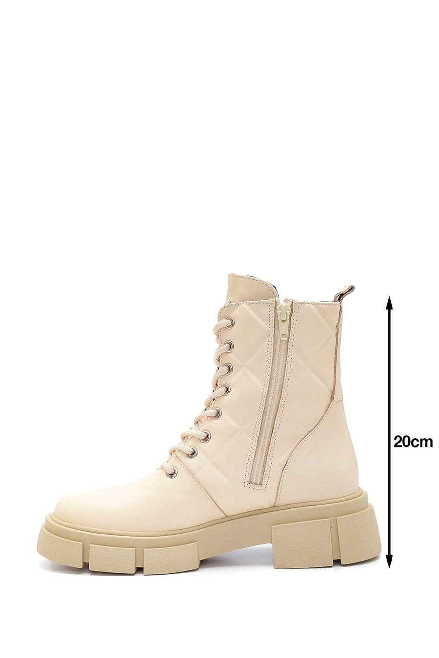 Women's Beige Leather Boots