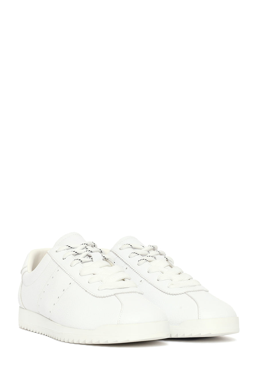 Women's White Lace-Up Leather Sneaker