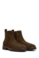 Women's Khaki Suede Leather Chelsea Boot | Derimod