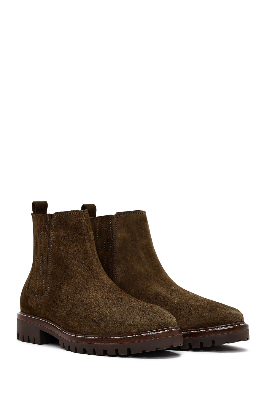 Women's Khaki Suede Leather Chelsea Boot