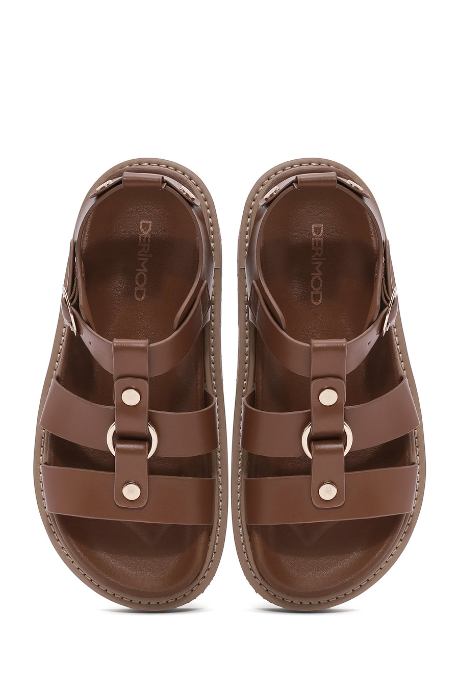 Women's Tan Ankle Strap Thick Soled Sandals