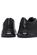 Men's Black Lace-Up Thick Sole Leather Sneakers | Derimod