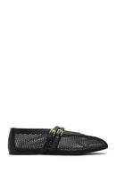 Women's Black Buckled Mesh Fabric Ballerinas | Derimod