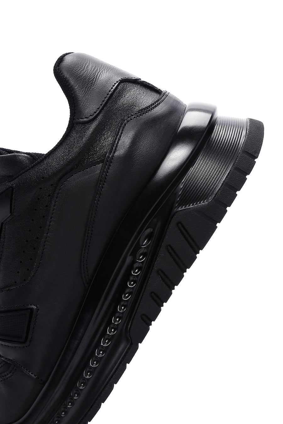 Erkek Siyah Deri Kalın Tabanlı Sneaker