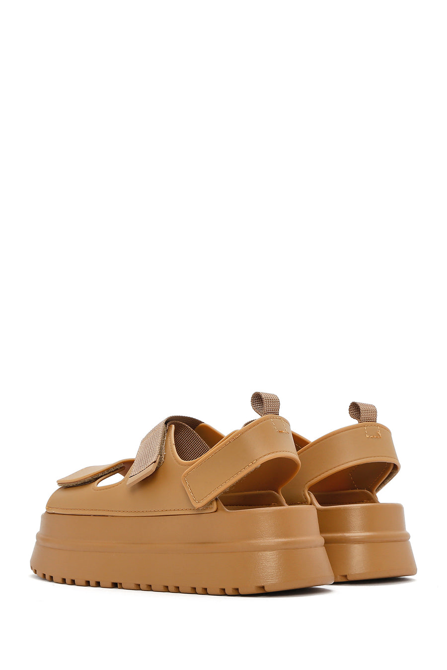 Women's Tan Strappy Thick Soled Jelly Sandals
