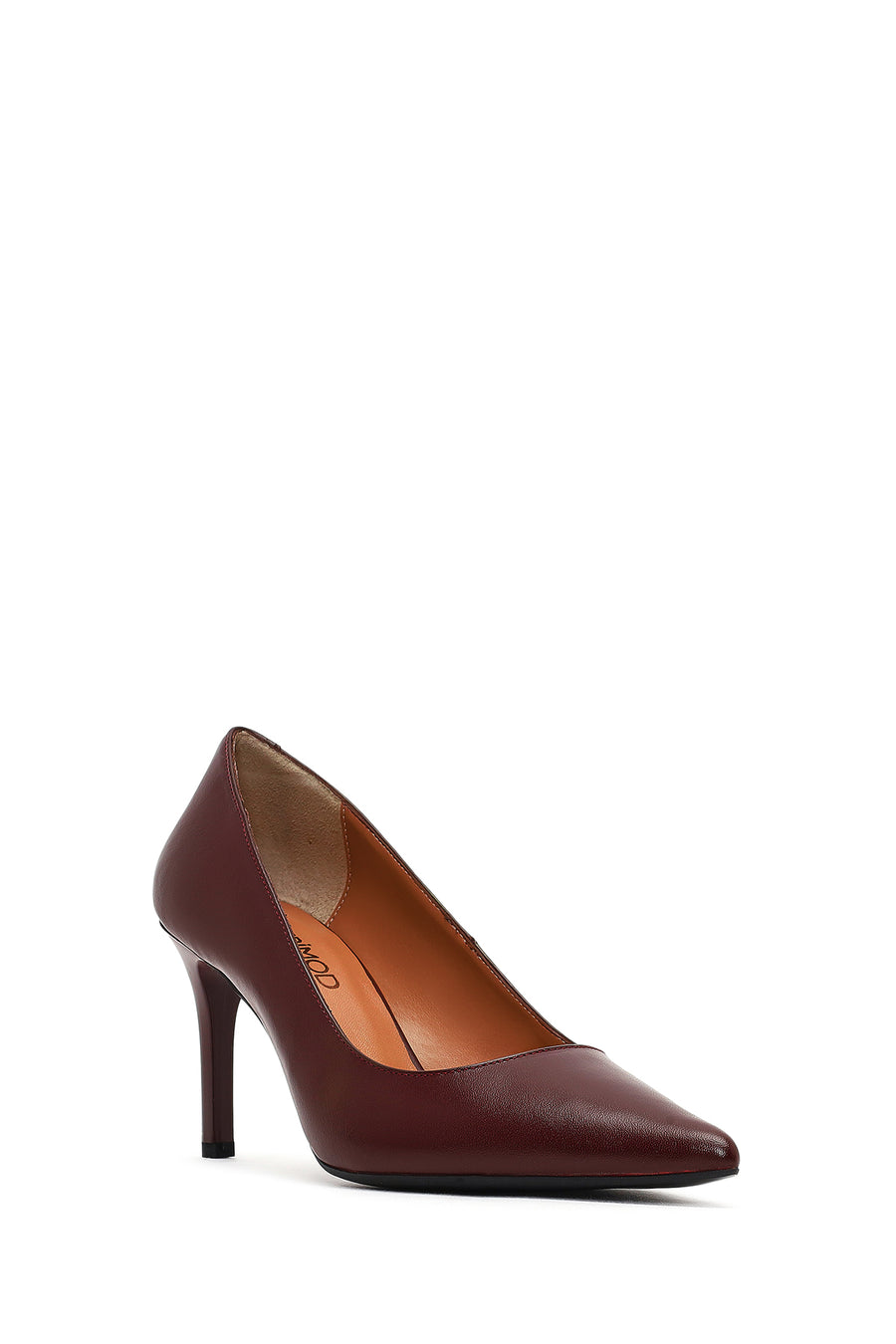 Women's Burgundy Thin Heeled Leather Stiletto