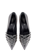 Women's Anthracite Thin Heel Metallic Leather Stiletto | Derimod