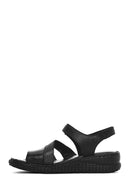 Women's Black Ankle Strap Chunky Sole Leather Comfort Sandals | Derimod