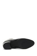 Women's Black Zippered Short Thick Heeled Leather Boots | Derimod