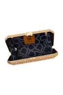 Woman Gold Long Chain Strap Embellished Mini Box Evening Bag | Derimod