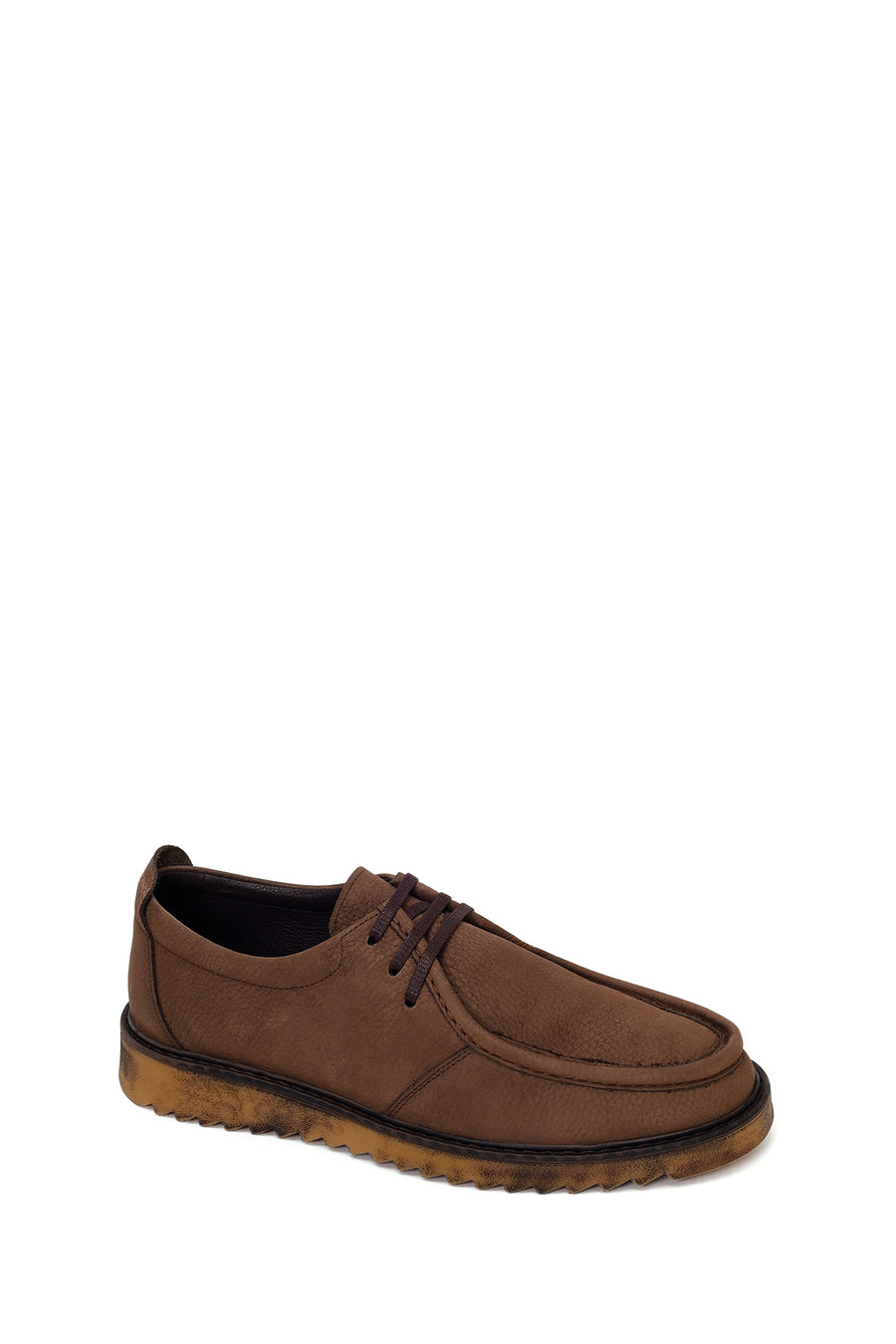 Male Brown Lace-up Nubuck Leather Casual Shoes