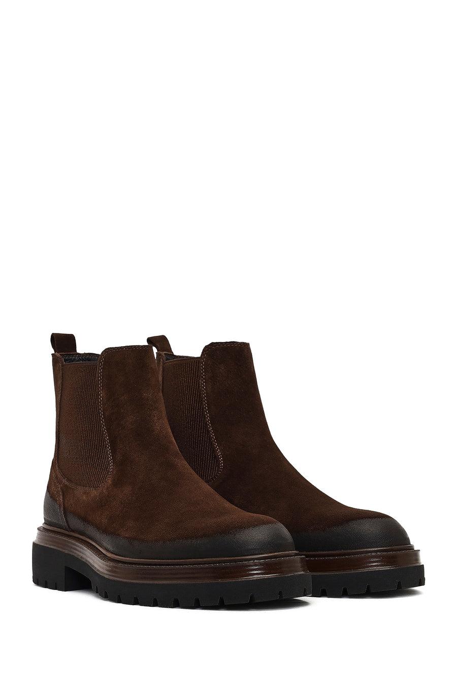 Male Brown Thick-Soled Suede Chelsea Boots