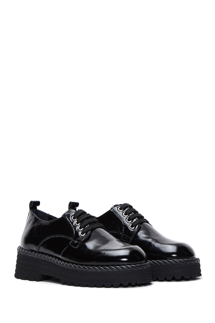 Women's Black Leather Casual Shoes
