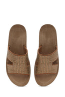 Women's Tan Straw Slippers | Derimod