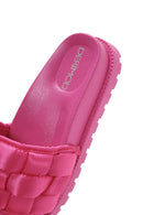 Women's Pink Thick-Soled Knitted Patterned Slippers | Derimod