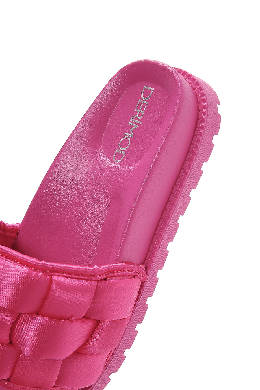 Women's Pink Thick-Soled Knitted Patterned Slippers