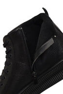 Male Black Lace-Up Zip Closure Leather Sport Boots | Derimod