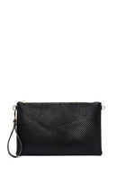 Woman Black Chain-Strap Patterned Clutch Bag | Derimod